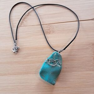 Blue and Silver Pendant Necklace with Organic Design